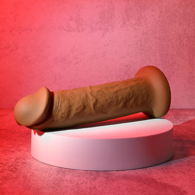 Evolved 7 Inch Girthy Vibrating Dong - Brown