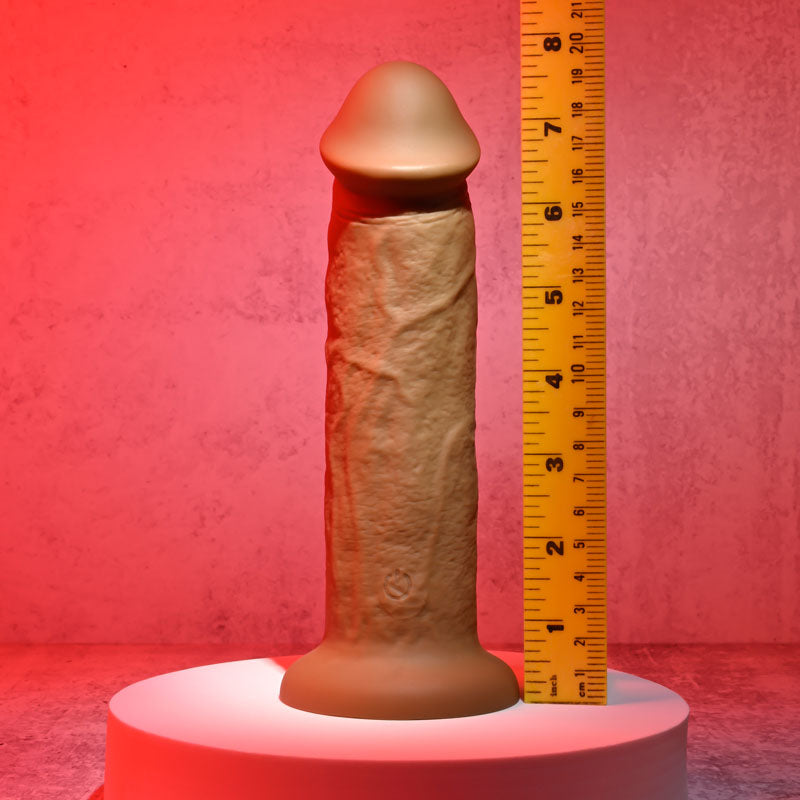 Evolved 7 Inch Girthy Vibrating Dong - Brown