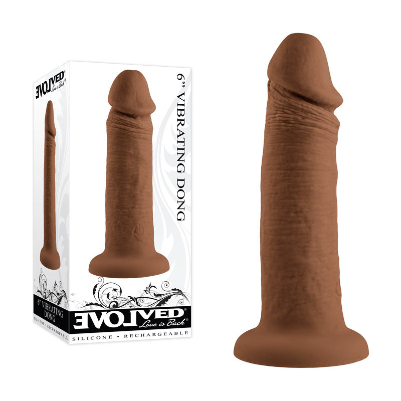 Evolved 6 Inch Vibrating Dong - Brown