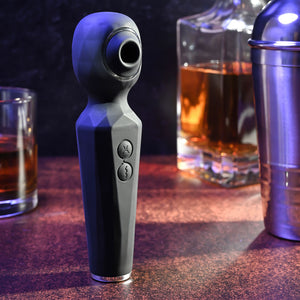Evolved Rainbow Sucker Massage Wand with Suction Tip - Black