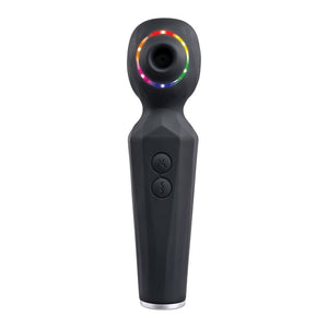 Evolved Rainbow Sucker Massage Wand with Suction Tip - Black