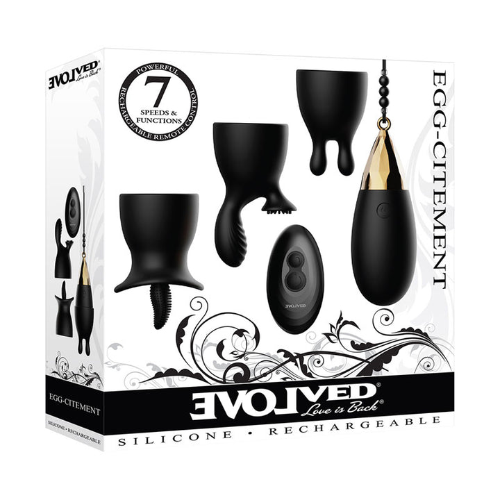 Evolved Egg-Citment - Black Egg with 3 Sleeves & Wireless Remote
