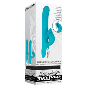 Evolved The Show Stopper Thrusting Rabbit Vibrator - Teal