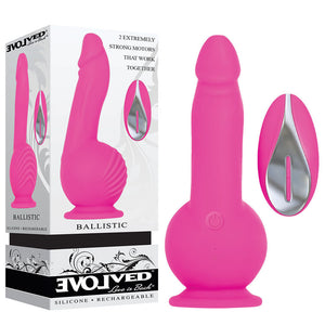 Evolved Ballistic - Pink -Vibrating Dong with Balls Motor & Remote