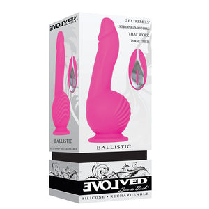 Evolved Ballistic - Pink -Vibrating Dong with Balls Motor & Remote