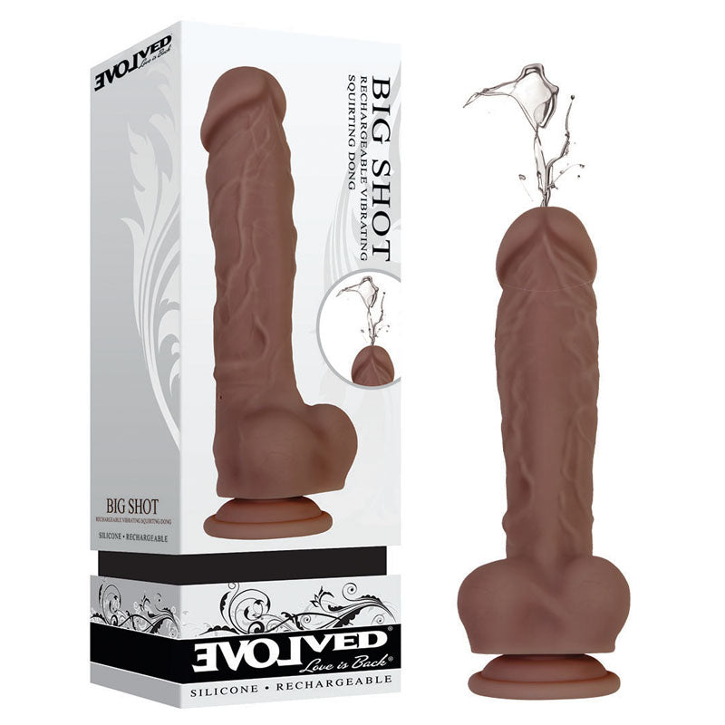 Evolved Big Shot - Brown 8" Squirting Dong