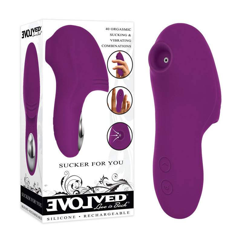 Evolved Sucker For You - Sucking & Vibrating Finger Stimulator - Purple