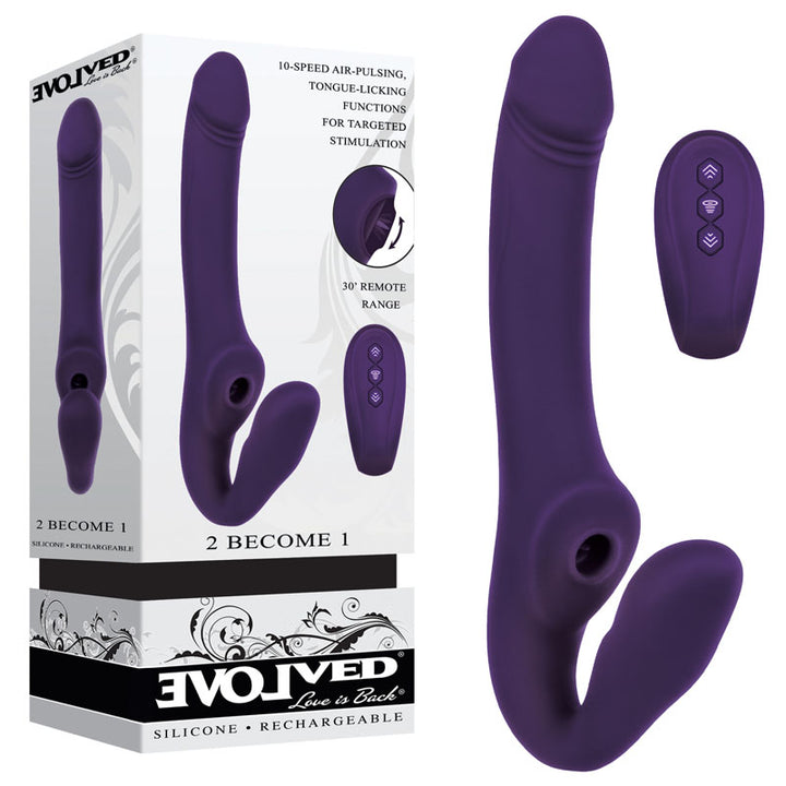 Evolved 2 Become 1 - Purple Strapless Strap-On with Remote