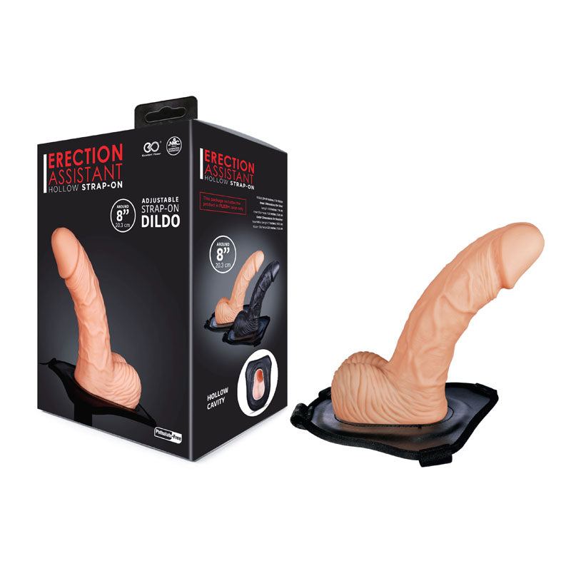 Erection Assistant Hollow 8 Inch Strap-On - Flesh