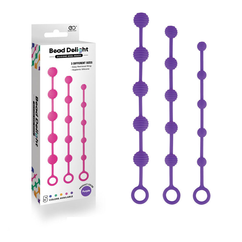 Bead Delight Purple Anal Beads - Set of 3 Sizes