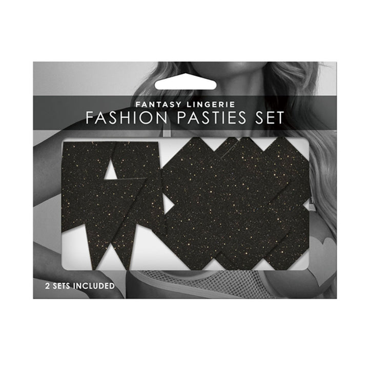 Fashion Pasties Set - Glitter Black - 2 Sets