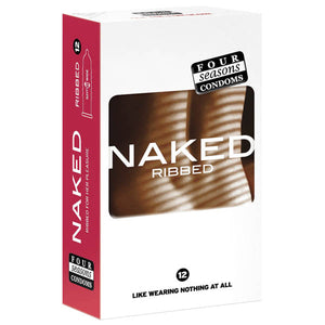 Naked Ribbed - Ultra Thin Ribbed & Lubricated Condoms - 12 Pack