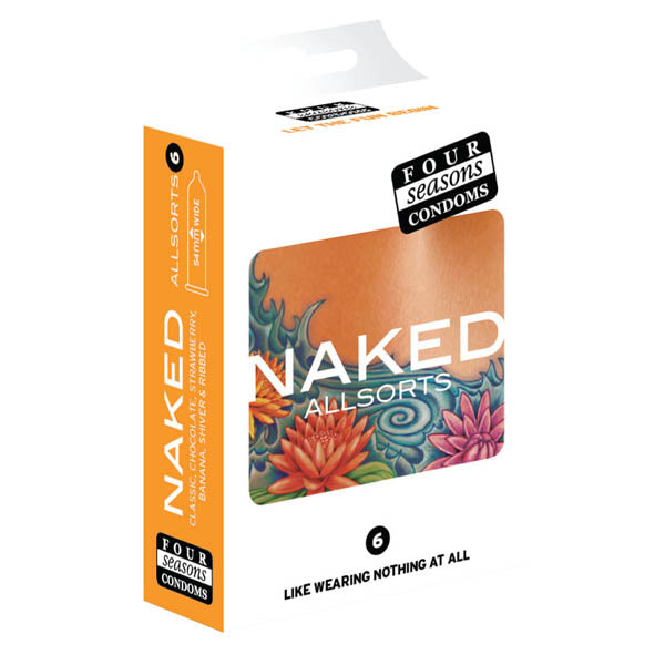 Four Seasons Naked Allsorts Ultra Thin Lubed Condoms in 6 Styles - 6 Pack