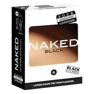 Four Seasons Naked Ultra Thin Black Condoms - 6 Pack