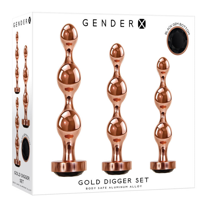 Gender X Gold Digger Set - Rose Gold Butt Plugs - Set of 3 Sizes