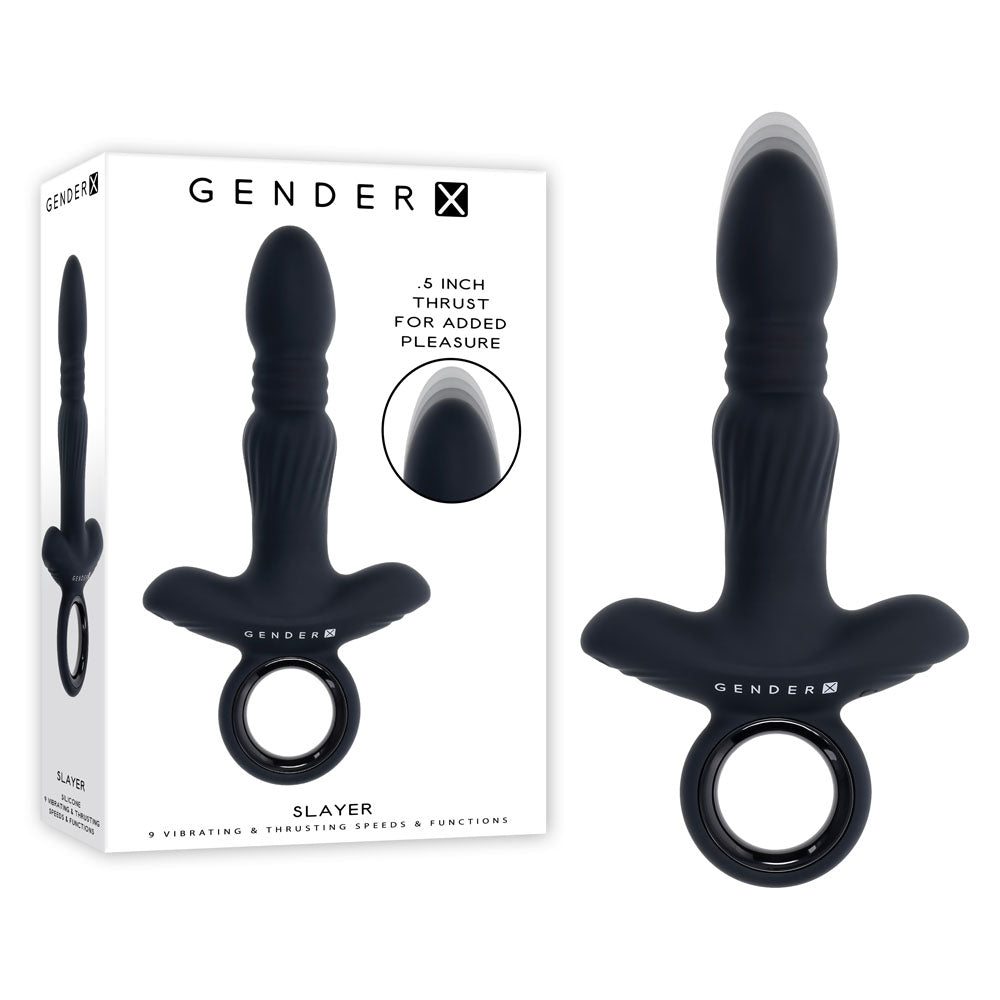 Gender X Slayer - Thrusting Vibrating Butt Plug  - Black