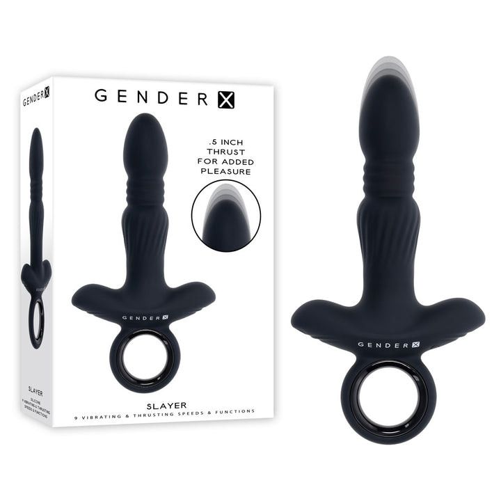Gender X Slayer - Thrusting Vibrating Butt Plug  - Black