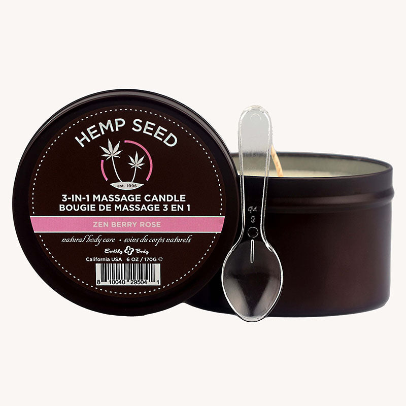 Hemp Seed 3-In-1 Massage Candle - Zen Berry Rose - 170g