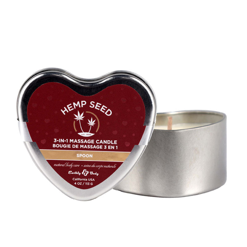 EB Hemp Seed 3 in 1 Massage Heart Candle - Spoon (Rose, Gardenia & Patchouli Scented) - 113g