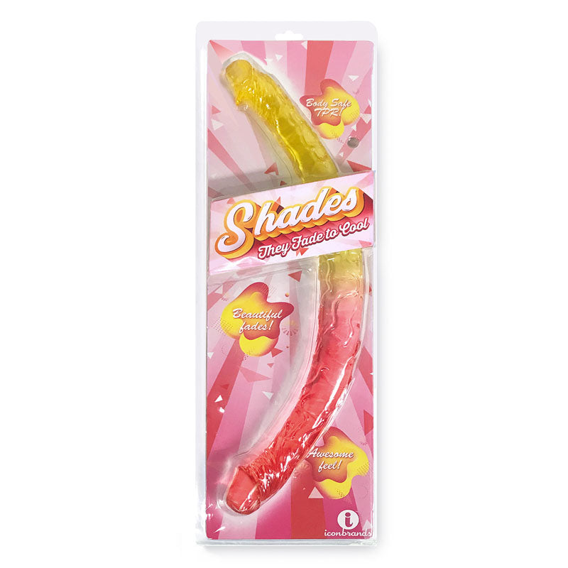 Shades 17 Inch Jelly Double Dong - Pink/Gold