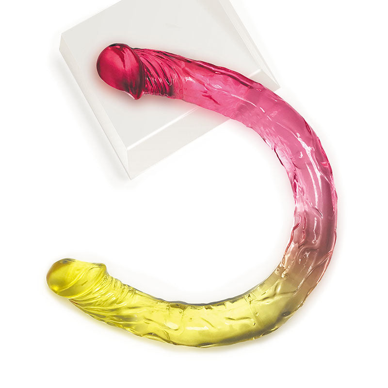 Shades 17 Inch Jelly Double Dong - Pink/Gold