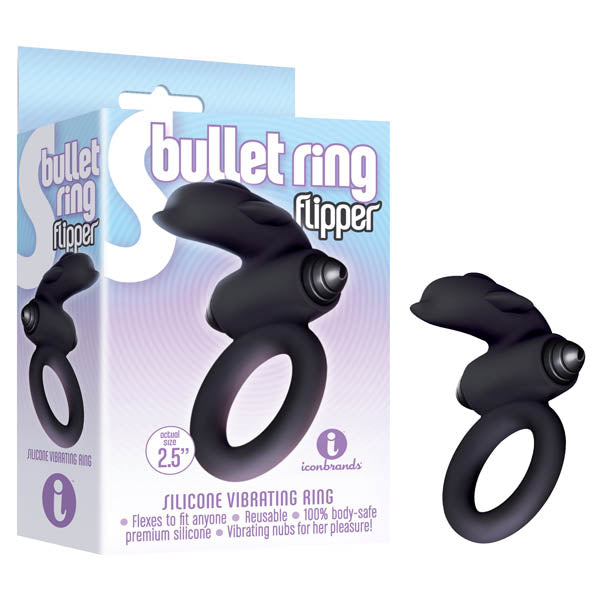 S-Bullet Flipper Black Vibrating Cock Ring