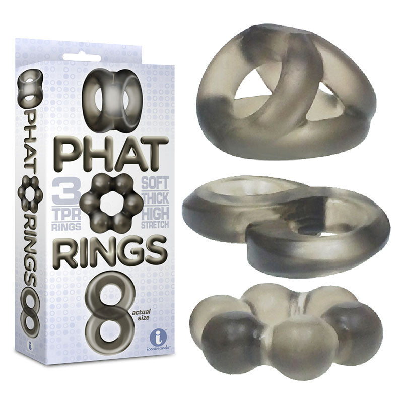 The 9's Phat Rings - Smoke - Set of 3