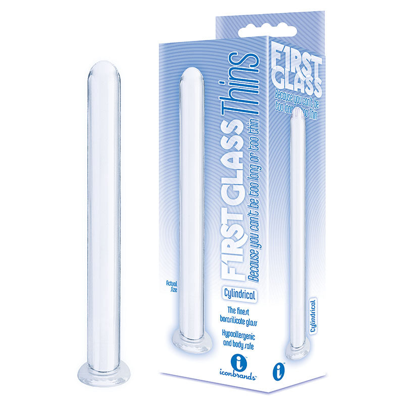 The 9's First Glass Thins, Clyndrical - Clear Glass Dildo
