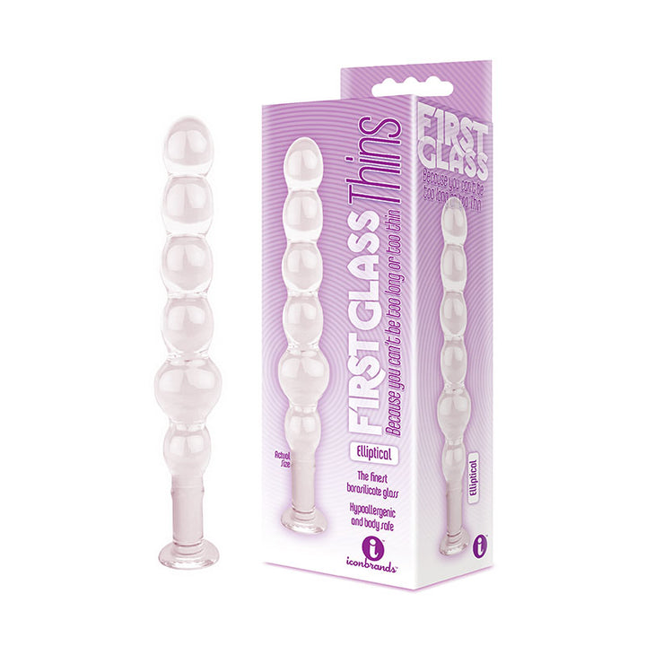 The 9's First Clear Glass Thins - Elliptical Anal Beads