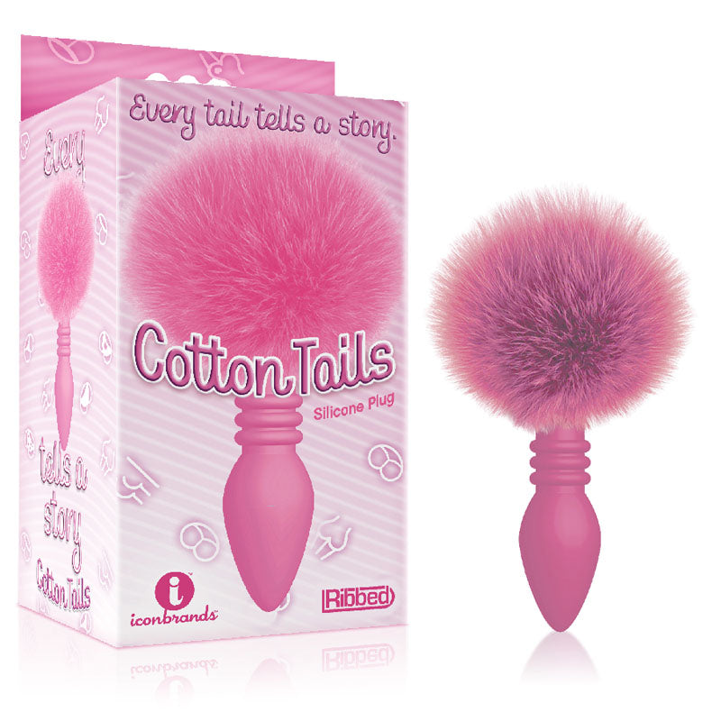 The 9's Cottontails - Ribbed Pink Butt Plug with Bunny Tail
