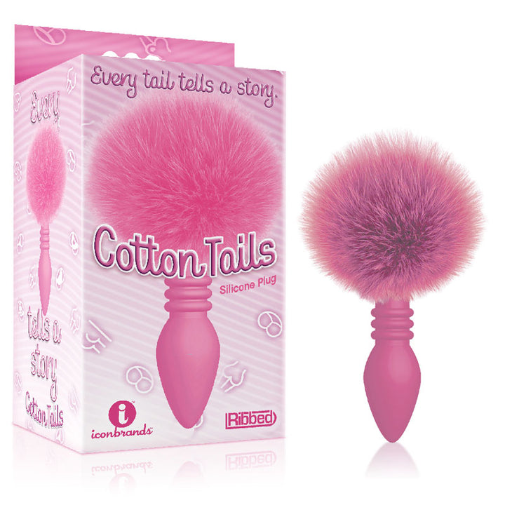 The 9's Cottontails - Ribbed Pink Butt Plug with Bunny Tail