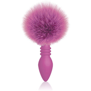 The 9's Cottontails - Ribbed Pink Butt Plug with Bunny Tail