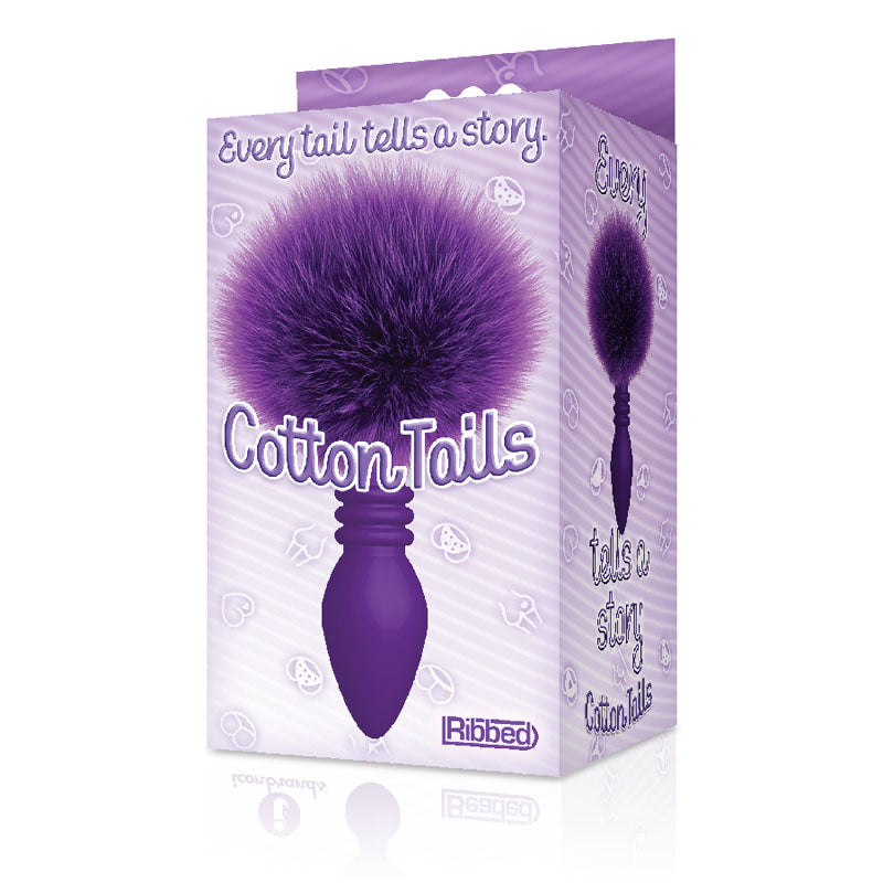 The 9's Cottontails - Ribbed Purple Butt Plug with Bunny Tail
