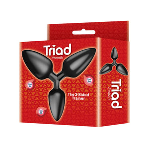 The 9's Triad 3 Way Butt Plug - Black - Smooth