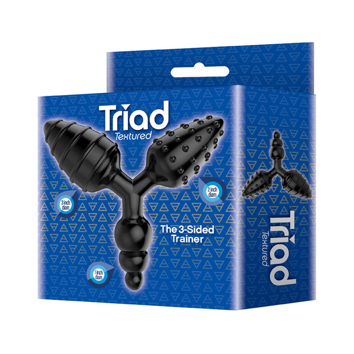 The 9's Triad 3 Way Butt Plug - Black - Textured