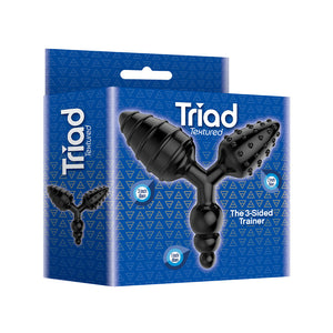The 9's Triad 3 Way Butt Plug - Black - Textured