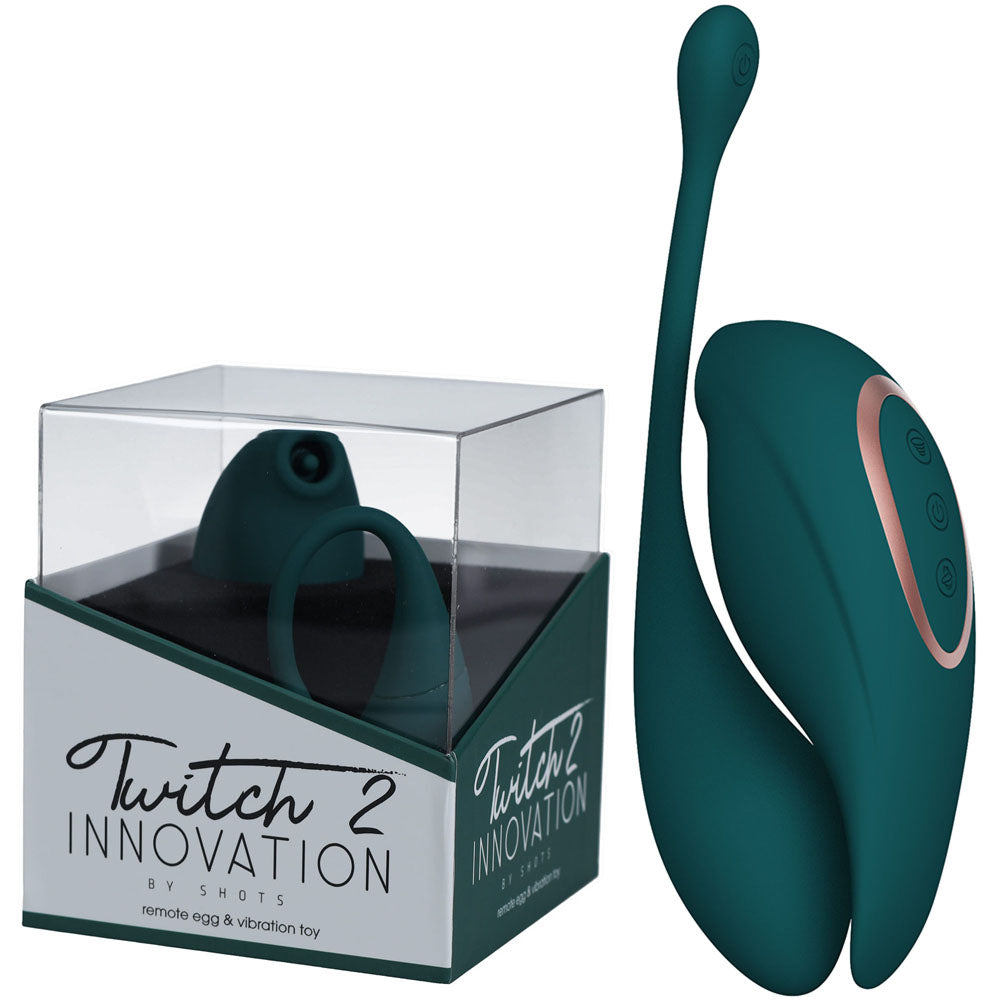 Twitch 2 - Suction Vibrator with Remote Vibrating Egg - Green