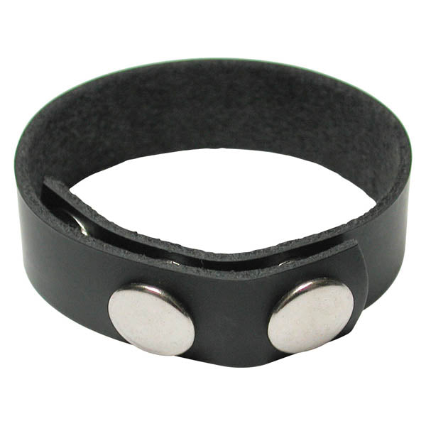 KinkLab 3 Snap Cock Ring - Black Leather Adjustable Cock Ring