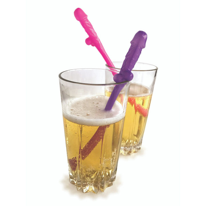 Super Fun Penis Party Straws - Pink/Purple - 8 Pack