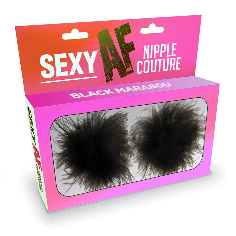 Sexy AF - Nipple Couture Black Marabou - Reusable Nipple Pasties