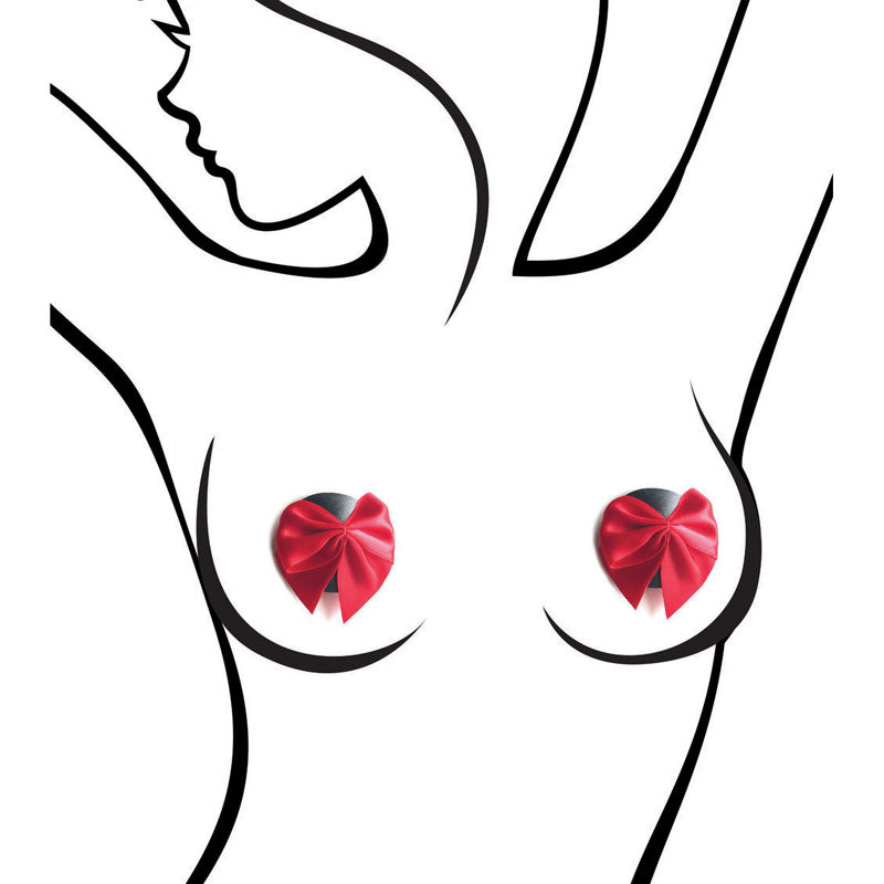 Sexy AF - Nipple Couture Red Bows - Reuseable Pasties