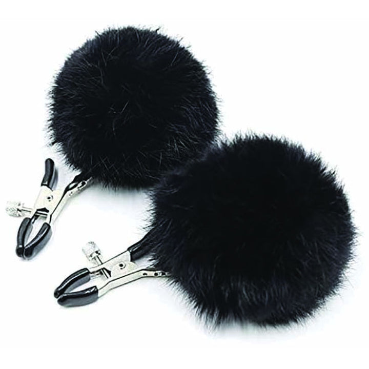 Sexy AF - Couture Black Puff Balls Nipple Clamps