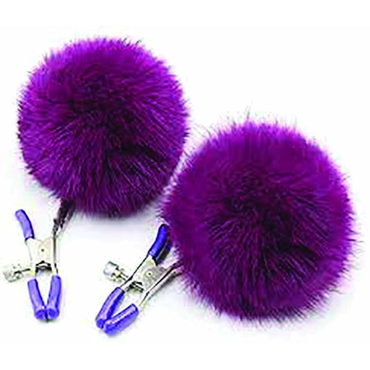Sexy AF - Couture Purple Puff Balls Nipple Clamps