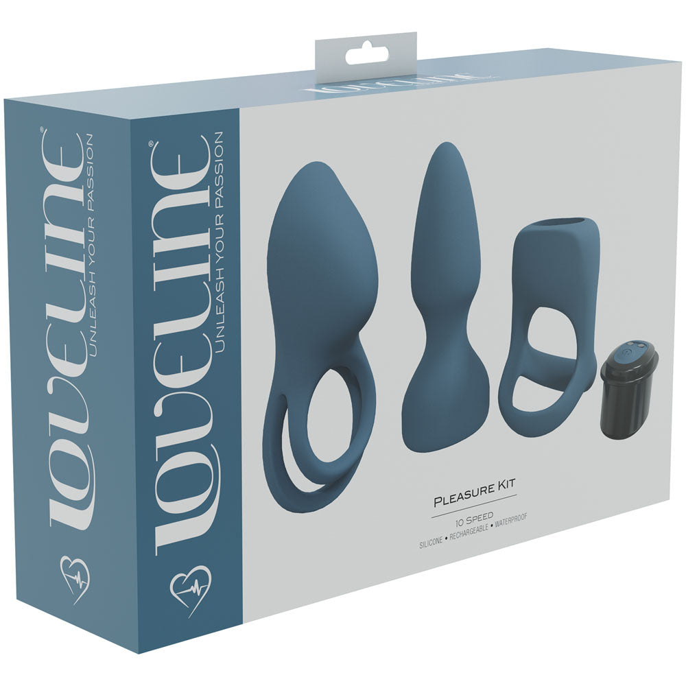 Loveline Pleasure Male Kit - Blue - 3 Piece Set