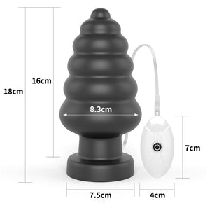 King Sized 7 Inch Vibrating Anal Cracker - Black Butt Plug
