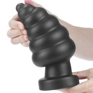 King Sized 7 Inch Vibrating Anal Cracker - Black Butt Plug
