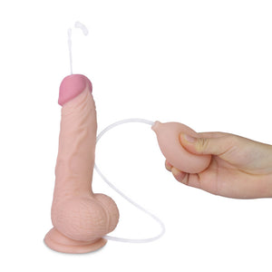 Cumming Softee 8 Inch Ejaculation Cock Dildo with Balls - Flesh