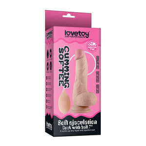 Cumming Softee 8 Inch Ejaculation Cock Dildo with Balls - Flesh