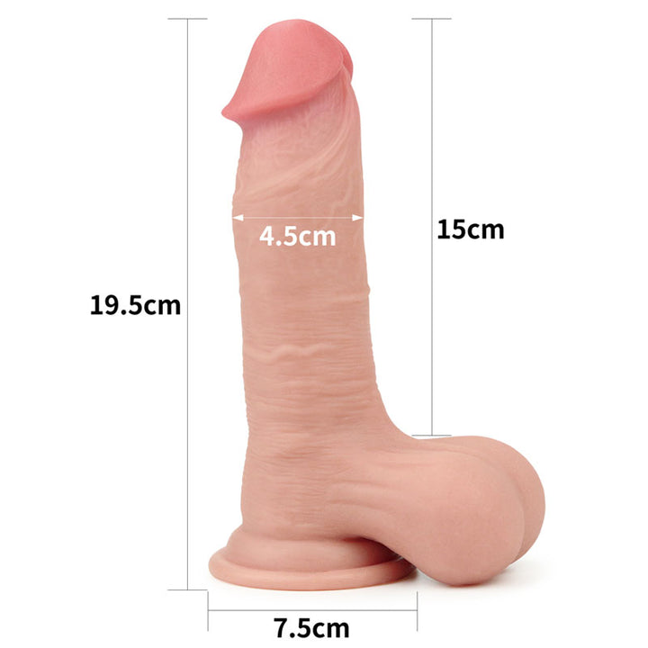 Sliding Skin Dual Layer 7.8 Inch Flesh Dong with Flexible Skin