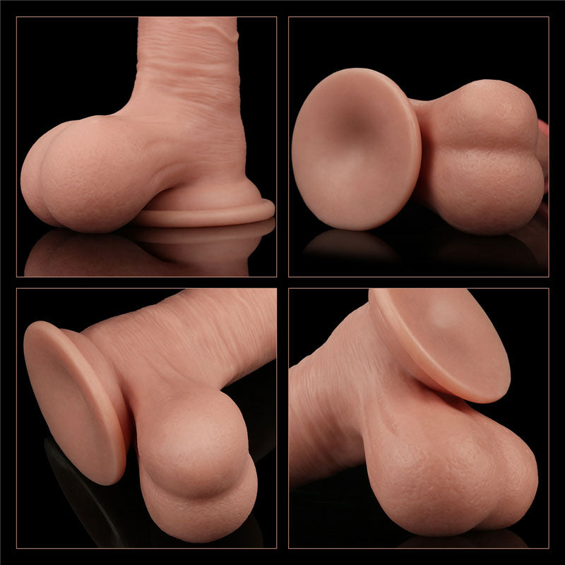 Sliding Skin Dual Layer 7.8 Inch Flesh Dong with Flexible Skin